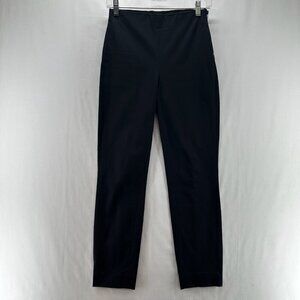 Everlane Pants Womens 0 High Rise Slim Leg Elastic Waist Stretch Side Zip Black